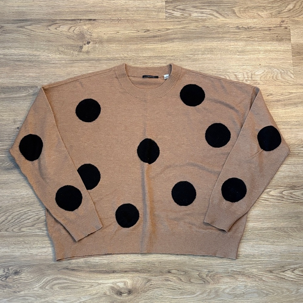 T Tahari Brown and Black Crewneck Sweater